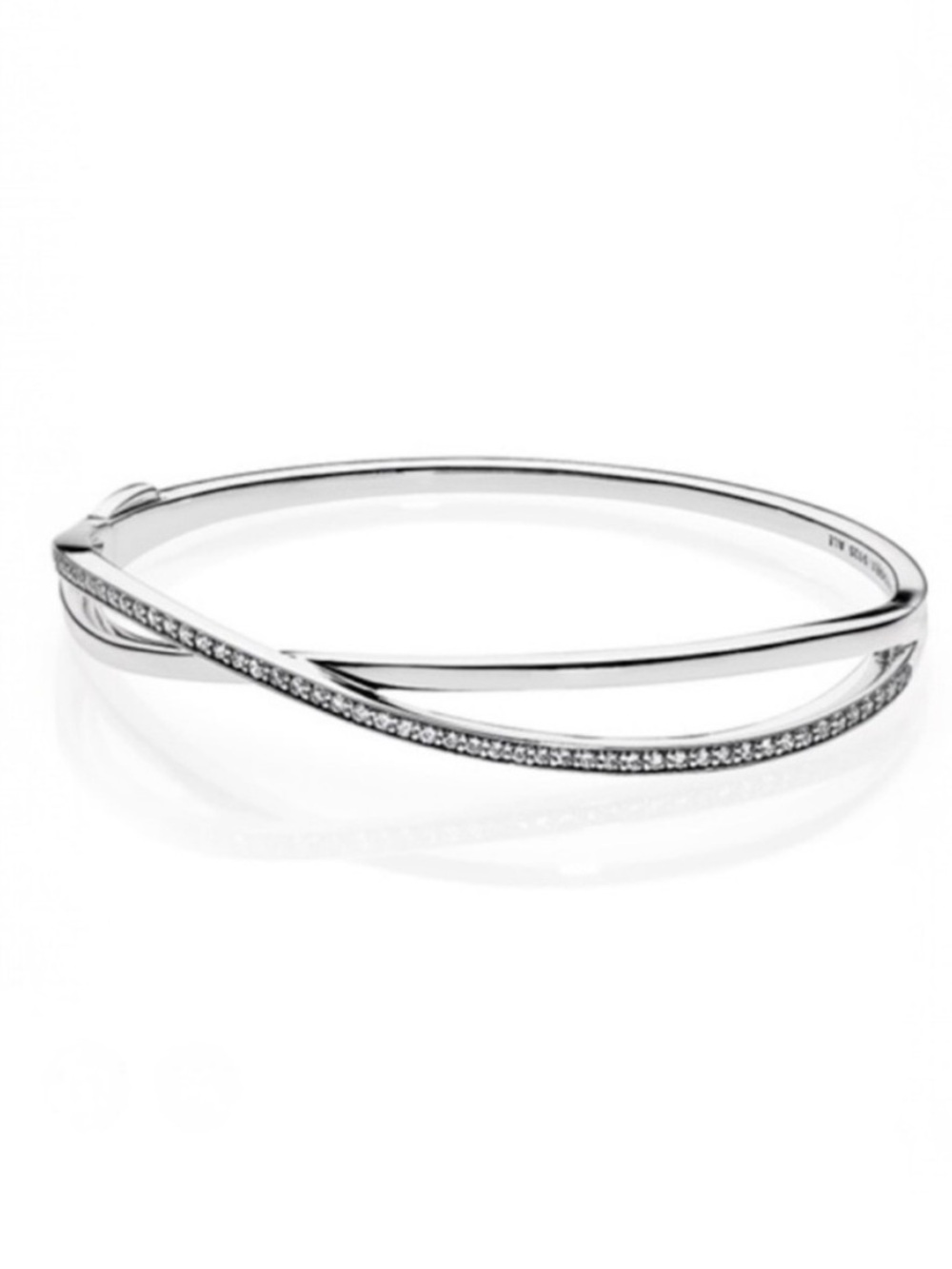 Pandora Entwined Silver Crisscross Pavé Bangle - Silver - size 2